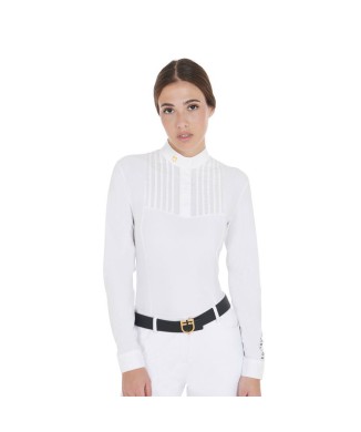 POLO DE MUJER SLIM FIT DE ALGODÓN PLISADO