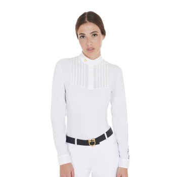 POLO DE MUJER SLIM FIT DE ALGODÓN PLISADO