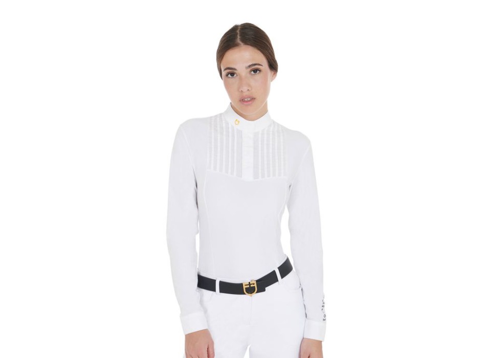 POLO DE MUJER SLIM FIT DE ALGODÓN PLISADO