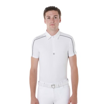 POLO DE COMPETICIÓN PARA HOMBRE CON CREMALLERA Y INSERCIONES DE MALLA