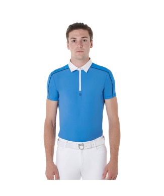 POLO DE COMPETICIÓN PARA HOMBRE CON CREMALLERA Y INSERCIONES DE MALLA