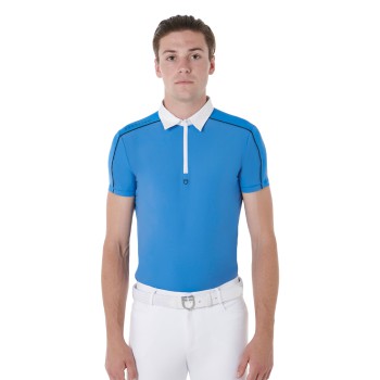 POLO DE COMPETICIÓN PARA HOMBRE CON CREMALLERA Y INSERCIONES DE MALLA