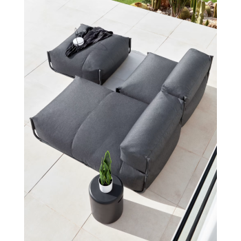 Sofá modular Puf 100% exterior Cuadrado aluminio gris oscuro y negro 101 x 101 cm