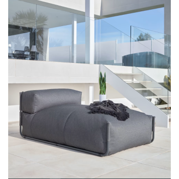 Puf sofá modular de exterior cuadrado aluminio gris oscuro y negro 165x101 cm