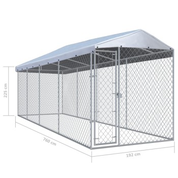 Recinto exterior para perros con techo