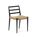 Silla Analy en madera maciza de roble acabado en negro y asiento de cuerda 100% FSC