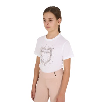 CAMISETA NIÑA SLIM FIT LOGO BRILLO ROSA