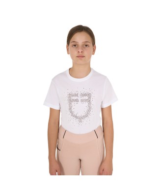 CAMISETA NIÑA SLIM FIT LOGO BRILLO ROSA