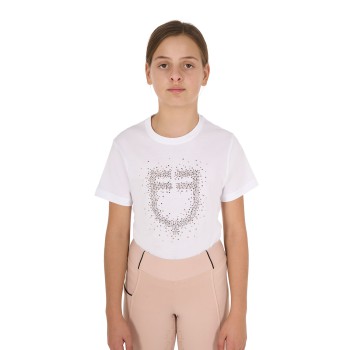 CAMISETA NIÑA SLIM FIT LOGO BRILLO ROSA