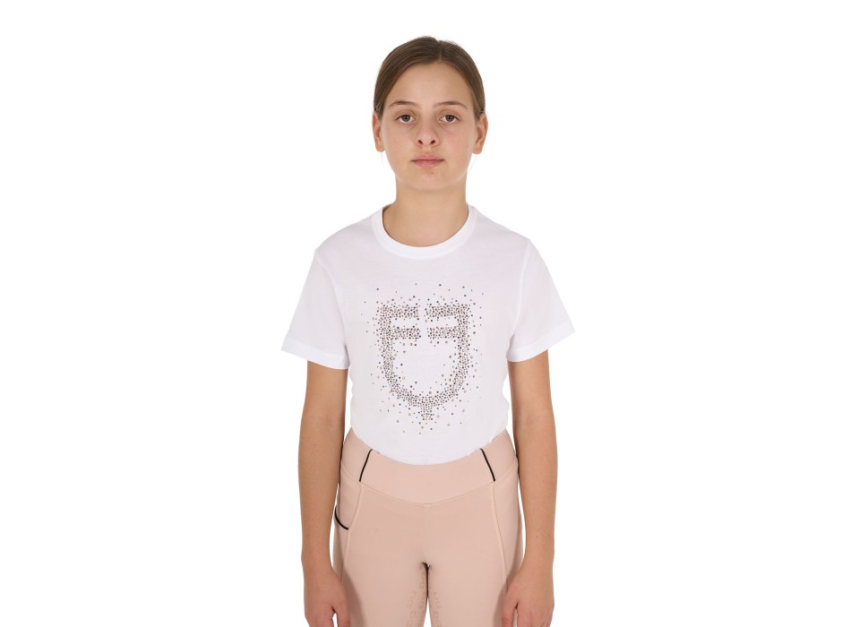 CAMISETA NIÑA SLIM FIT LOGO BRILLO ROSA