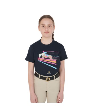 CAMISETA DE NIÑA SLIM FIT ESTAMPADO SALTO DE COLORES