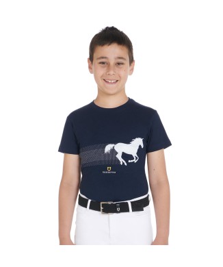 CAMISETA INFANTIL SLIM FIT ESTAMPADO CABALLO DE CARRERAS