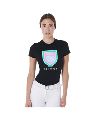 CAMISETA DE MUJER SLIM FIT CON LOGO PSICODÉLICO