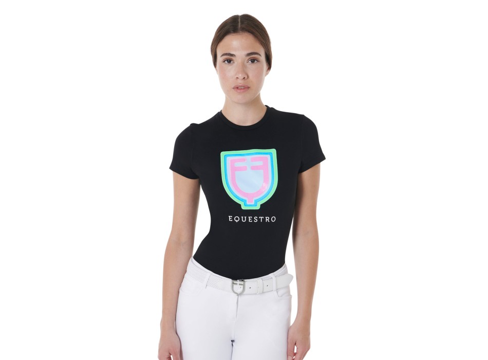 CAMISETA DE MUJER SLIM FIT CON LOGO PSICODÉLICO