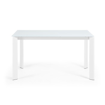 Mesa extensible Axis en cristal blanco y patas de cristal blanco 200cm