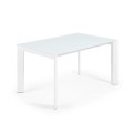 Mesa extensible Axis en cristal blanco y patas de cristal blanco 200cm