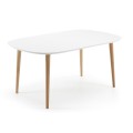 Mesa extensible Oqui MDF lacado blanco, patas 100 natural