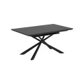 Mesa extensible Theone de cristal y patas de acero acabado negro 160 (210) x 90 cm