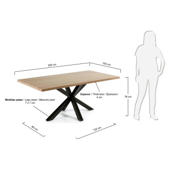 Tavolo Argo 200 cm melammina naturale gambe neromine Sonoma naturale