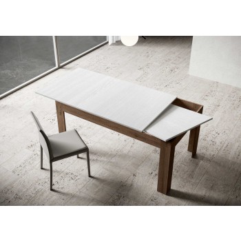 Mesa Bibi - Mesa extensible 90x120/180 cm Bibi Mix Spatolato Tapa blanca - Base Spatolato Antracita