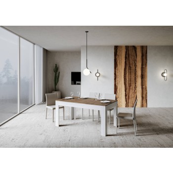 Mesa Bibi - Mesa extensible 90x160/220 cm Bibi Mix Spatolato Tapa blanca - Base Spatolato Antracita