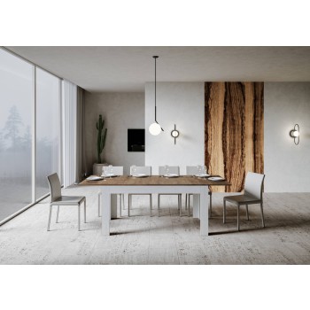 Mesa Bibi - Mesa extensible 90x160/220 cm Bibi Mix Spatolato Tapa blanca - Base Spatolato Antracita