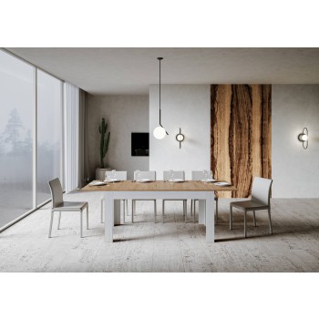 Mesa Bibi - Mesa extensible 90x160/220 cm Bibi Mix Spatolato Tapa blanca - Base Spatolato Antracita