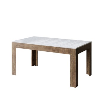 Mesa Bibi - Mesa extensible 90x160/220 cm Bibi Mix Spatolato Tapa blanca - Base Spatolato Antracita