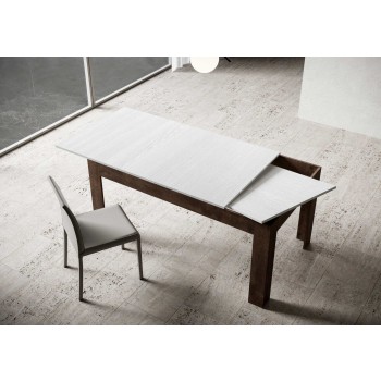 Mesa Bibi - Mesa extensible 90x160/220 cm Bibi Mix Spatolato Tapa blanca - Base Spatolato Antracita