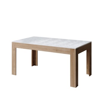 Mesa Bibi - Mesa extensible 90x160/220 cm Bibi Mix Spatolato Tapa blanca - Base Spatolato Antracita