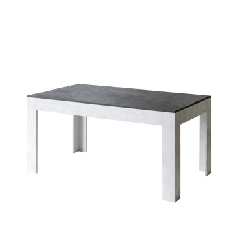 Mesa Bibi - Mesa extensible 90x160/220 cm Bibi Mix Spatolato Tapa blanca - Base Spatolato Antracita