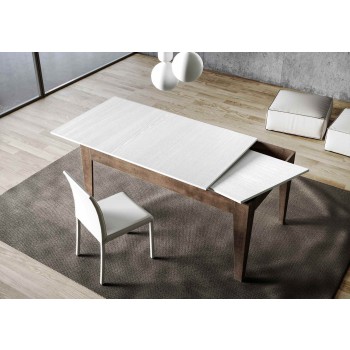 Mesa Cico - Mesa extensible 90x160/220 cm Cico Mix Spatolato Tapa blanca - Base Spatolato Antracita