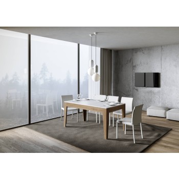 Mesa Cico - Mesa extensible 90x160/220 cm Cico Mix Spatolato Tapa blanca - Base Spatolato Antracita