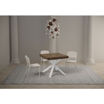 Mesa Clerk Premium - Mesa extensible 90x90/194 cm Tapa de fresno Blanco Clerk Premium - Patas blancas