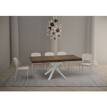 Mesa Clerk Premium - Mesa extensible 90x90/194 cm Tapa de fresno Blanco Clerk Premium - Patas blancas