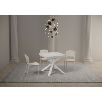 Mesa Clerk Premium - Mesa extensible 90x90/194 cm Tapa de fresno Blanco Clerk Premium - Patas blancas