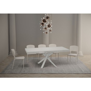 Mesa Clerk Premium - Mesa extensible 90x90/194 cm Tapa de fresno Blanco Clerk Premium - Patas blancas