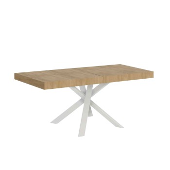 Mesa Clerk Premium - Mesa extensible 90x90/194 cm Tapa de fresno Blanco Clerk Premium - Patas blancas