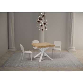 Mesa Clerk Premium - Mesa extensible 90x90/194 cm Tapa de fresno Blanco Clerk Premium - Patas blancas