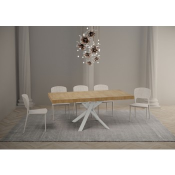 Mesa Clerk Premium - Mesa extensible 90x90/194 cm Tapa de fresno Blanco Clerk Premium - Patas blancas