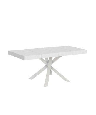 Mesa Clerk Premium - Mesa extensible 90x90/194 cm Tapa de fresno Blanco Clerk Premium - Patas blancas