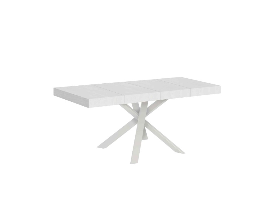 Mesa Clerk Premium - Mesa extensible 90x90/194 cm Tapa de fresno Blanco Clerk Premium - Patas blancas