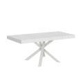 Mesa extensible 90x90/194 cm Tapa Clerk Premium - Patas blancas