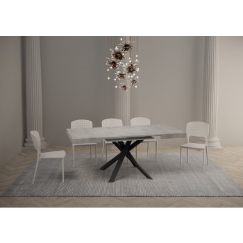 Clerk Table - Mesa extensible 90x90/194 cm Tapa de fresno blanco Clerk - Patas antracita