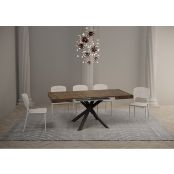 Clerk Table - Mesa extensible 90x90/194 cm Tapa de fresno blanco Clerk - Patas antracita