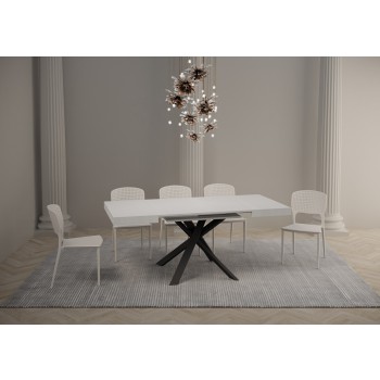 Clerk Table - Mesa extensible 90x90/194 cm Tapa de fresno blanco Clerk - Patas antracita