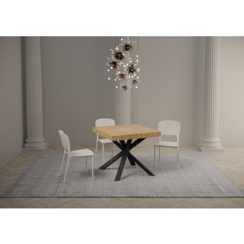 Clerk Table - Mesa extensible 90x90/194 cm Tapa de fresno blanco Clerk - Patas antracita