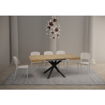 Clerk Table - Mesa extensible 90x90/194 cm Tapa de fresno blanco Clerk - Patas antracita