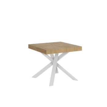 Mesa Clerk - Mesa extensible 90x90/194 cm Tapa de fresno Blanco Clerk - Patas blancas