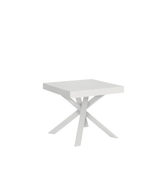 Mesa Clerk - Mesa extensible 90x90/194 cm Tapa de fresno Blanco Clerk - Patas blancas